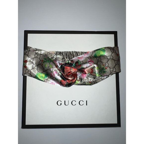 Gucci blooms silk headband wrap elastic accessory GG floral print NEW - Picture 1 of 3